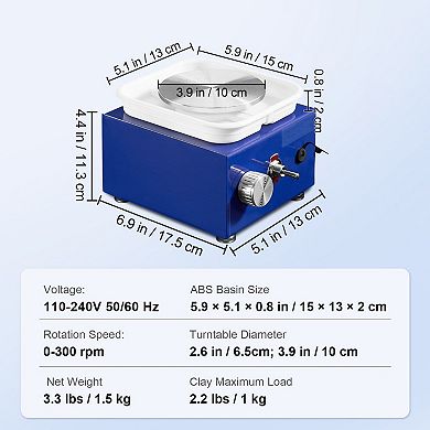 Compact Tabletop Pottery Wheel for Home or Classroom Use with Detachable Water Basin