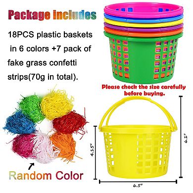 Easter Basket with Handles for Egg Hunt Party Favors 18pc