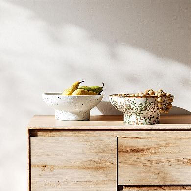 Handcrafted 10" Ceramic Key Bowl with Country Vine Design for Entryway or Kitchen Centerpiece