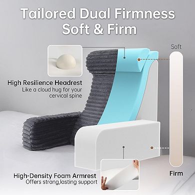 22" XL Bed Sitting Pillow with Built-in Arms for Reading, Watching TV, Gaming, and Relaxing