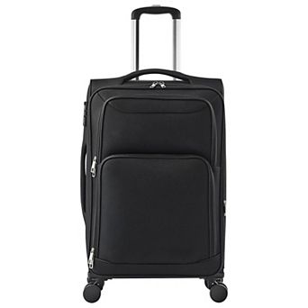 Softside 24-Inch Checked Luggage with Zip Expansion, Smooth Wheels, and Mesh Organizer Bag, Black