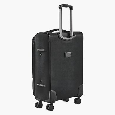 Softside 24-Inch Checked Luggage with Zip Expansion, Smooth Wheels, and Mesh Organizer Bag, Black