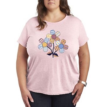 Plus Size Patchwork Flowers Graphic Tee