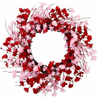 20" Red Pink Berry Wreath for Valentine's Day: for Front Door, Weddings, Anniversaries
