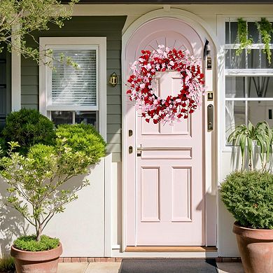 20" Red Pink Berry Wreath for Valentine's Day: for Front Door, Weddings, Anniversaries