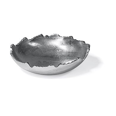 8.75" Asymmetrical Torn Hammered Metal Centerpiece Bowl with Decorative Edges