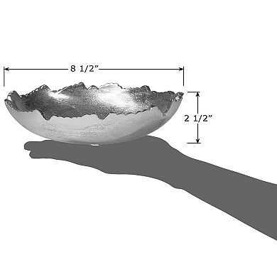 8.75" Asymmetrical Torn Hammered Metal Centerpiece Bowl with Decorative Edges