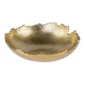 8.75" Asymmetrical Torn Hammered Metal Centerpiece Bowl with Decorative Edges