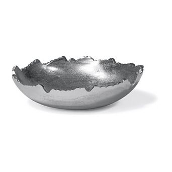 8.75" Asymmetrical Torn Hammered Metal Centerpiece Bowl with Decorative Edges