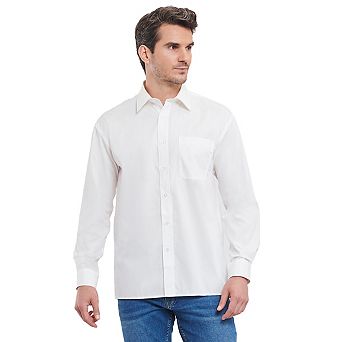 Russell Collection Mens Poplin Easy-Care Long-Sleeved Shirt