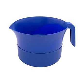 3 pc Blue Grease Strainer Set with Handle, Container & Lid BPA-Free for Bacon, Pasta, Meat