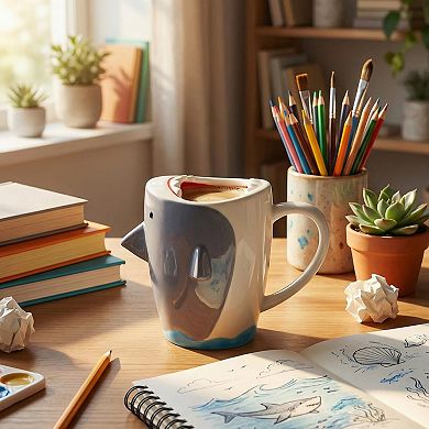 Funny 3D Shark Ceramic Coffee Mug Novelty Cup 13.5 Oz