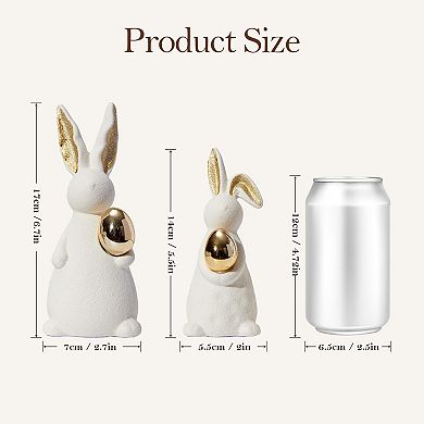 Easter Bunny Ceramic Figurine Farmhouse Centerpiece 2pc