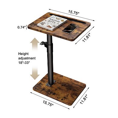 Sofa Armrest Tray Table 360° Swivel Height Adjustable