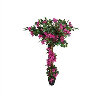 Bougainvillea Artificial Tree with Flowers Leaves in Pot Lightweight Realistic Faux Tree Home Decor