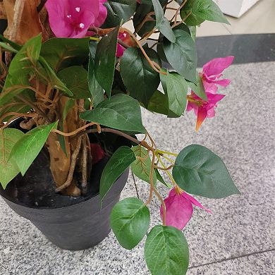 Bougainvillea Artificial Tree with Flowers Leaves in Pot Lightweight Realistic Faux Tree Home Decor