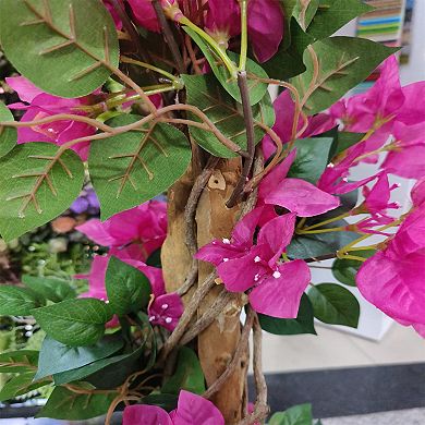 Bougainvillea Artificial Tree with Flowers Leaves in Pot Lightweight Realistic Faux Tree Home Decor