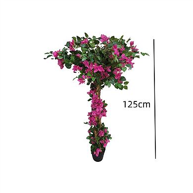 Bougainvillea Artificial Tree with Flowers Leaves in Pot Lightweight Realistic Faux Tree Home Decor
