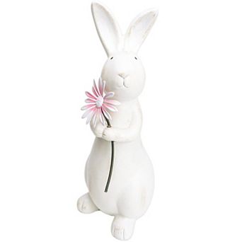 Spring Easter Distressed Bunny Flower Tabletop Mantel Garden Decor