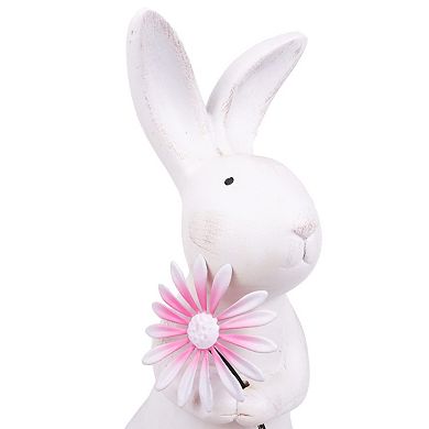 Spring Easter Distressed Bunny Flower Tabletop Mantel Garden Decor