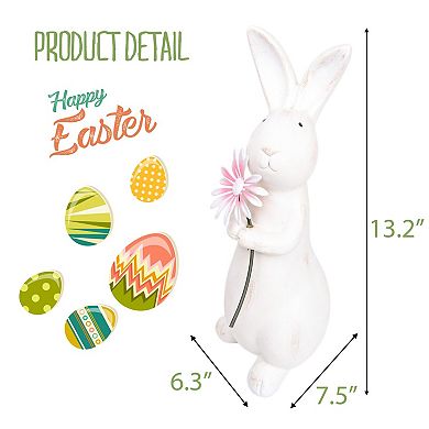 Spring Easter Distressed Bunny Flower Tabletop Mantel Garden Decor