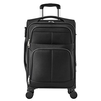 Softside 20-Inch Carry-On Luggage with Zip Expansion, Smooth 360 Wheels, and Front Pockets Black