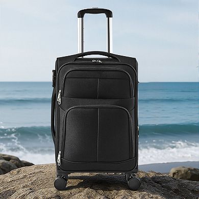 Softside 20-Inch Carry-On Luggage with Zip Expansion, Smooth 360 Wheels, and Front Pockets Black