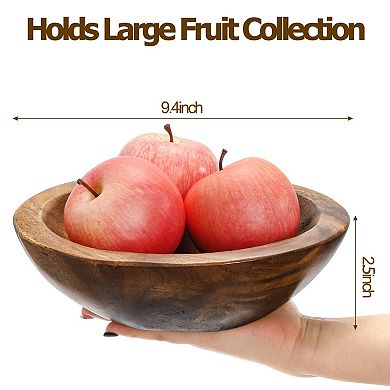 Handcrafted Walnut Wood Fruit Bowl 9.4" Diameter x 2.5" Height for Home Decor
