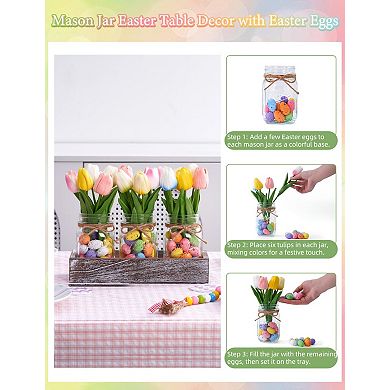 Spring Easter Mason Jar Centerpiece for Home Office Table