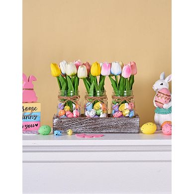 Spring Easter Mason Jar Centerpiece for Home Office Table