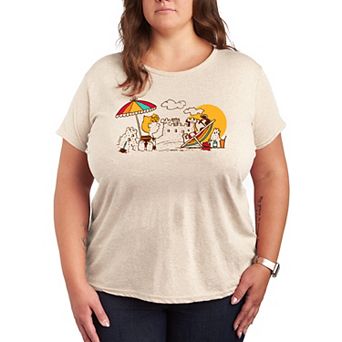 Plus Size Peanuts Girls Beach Day Graphic Tee