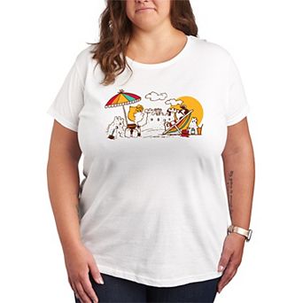 Plus Size Peanuts Girls Beach Day Graphic Tee