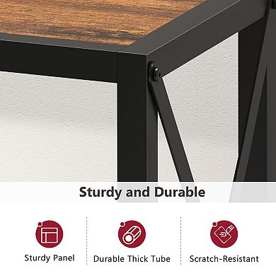 41.8" Narrow Rustic Brown & Black Console Table: Entryway, Hallway, Living Room