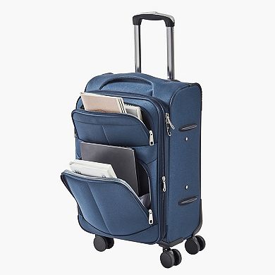 Lightweight 20” Expandable Carry-On Bag with Telescopic Handle TSA Lock and Front Pockets Blue