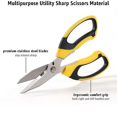 8-Inch Heavy Duty Utility Scissors, Serrated Blades for Cutting Carpet, Cardboard, Fabric & More