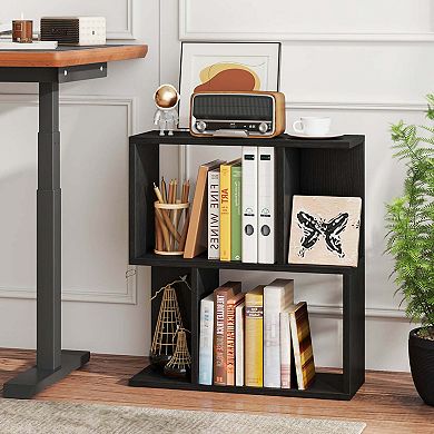 Costway 3-Tier Bookshelf Geometric Bookcase Side Table with Open Storage Display Shelf