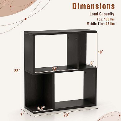 Costway 3-Tier Bookshelf Geometric Bookcase Side Table with Open Storage Display Shelf