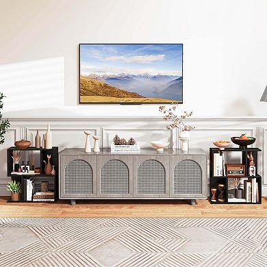 Costway 3-Tier Bookshelf Geometric Bookcase Side Table with Open Storage Display Shelf