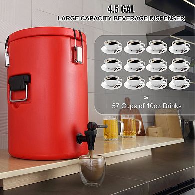 Insulated Drink Dispenser, 4.5-Gallon Capacity for Coffee, Tea, and Juice