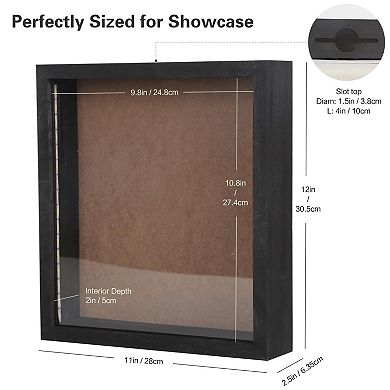 11x12 Shadow Box Cork Ticket Display Case - Multi-Purpose Decorative ...