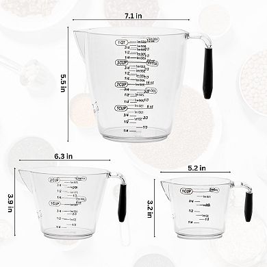 Measuring Cup Set Clear Plastic Spout Non-slip Handle 3-Piece Liquid Dry Ingredients