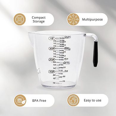 Measuring Cup Set Clear Plastic Spout Non-slip Handle 3-Piece Liquid Dry Ingredients
