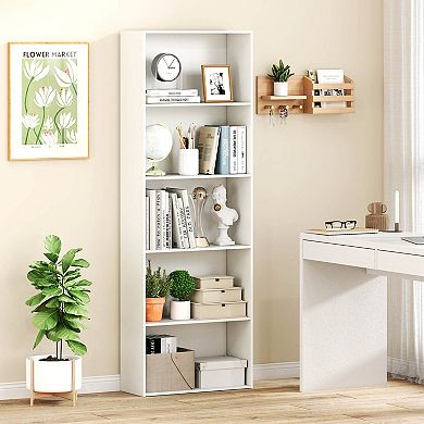 Costway 5-Tier Freestanding Open Bookshelf with 2 Anti-tipping Devices for Living Room