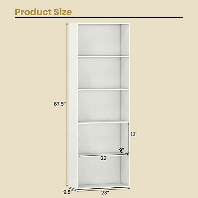 Costway 5-Tier Freestanding Open Bookshelf with 2 Anti-tipping Devices for Living Room