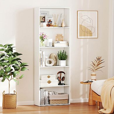 Costway 5-Tier Freestanding Open Bookshelf with 2 Anti-tipping Devices for Living Room