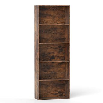 Costway 5 tier Bookcase with 2 Anti-tipping Devices.Freestanding Bookshelf for Bedroom