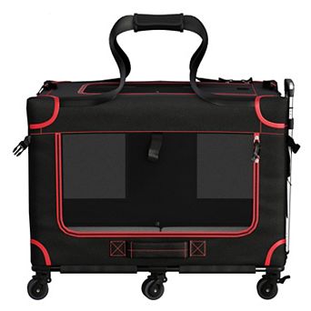 Katziela Mega Cruze Rolling Pet Carrier Stress - Free Travel for Medium & Large Dogs 25”x17”x20”