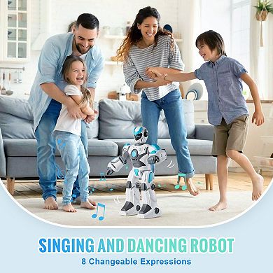 Kids RC Robot Toy with Voice, Remote, and Gesture Control, Plays Music and Stories