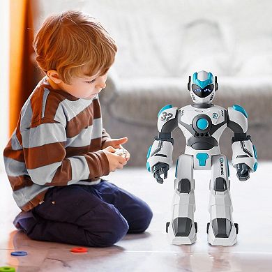 Kids RC Robot Toy with Voice, Remote, and Gesture Control, Plays Music and Stories