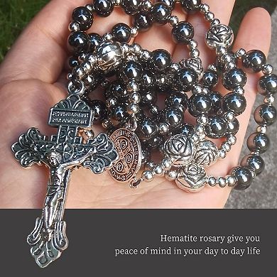 Hematite Rosary Baptism First Communion Gift